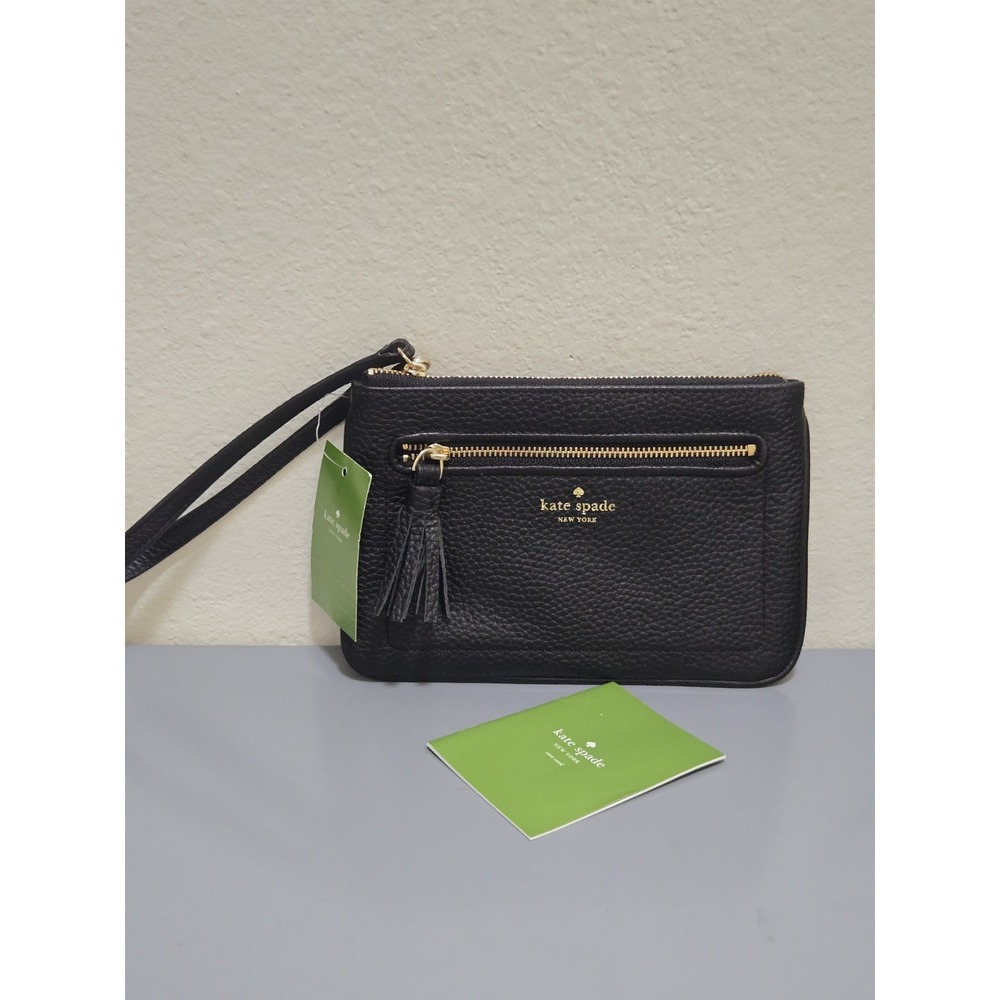 NWT Kate Spade Leather Wristlet Wallet Black